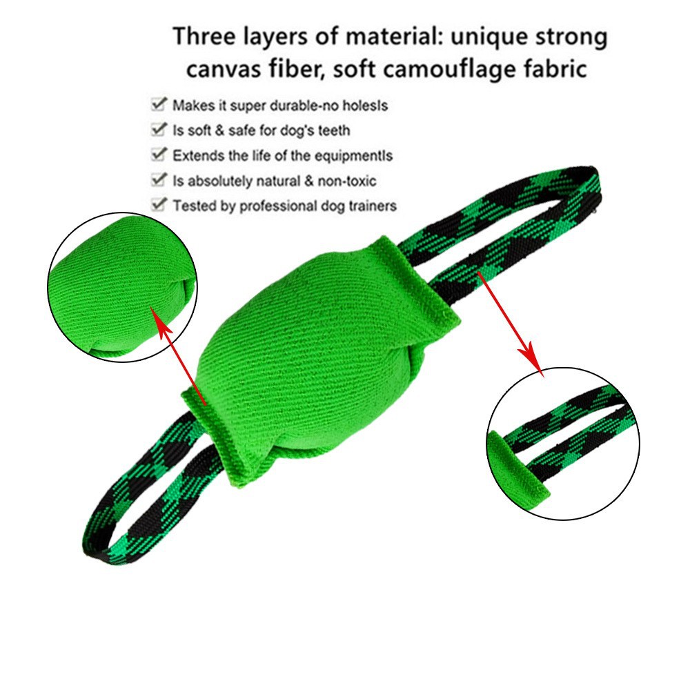 Black Durable Dog Tug Toy with 2 Handles - Interactive Bite Pillow for view 3