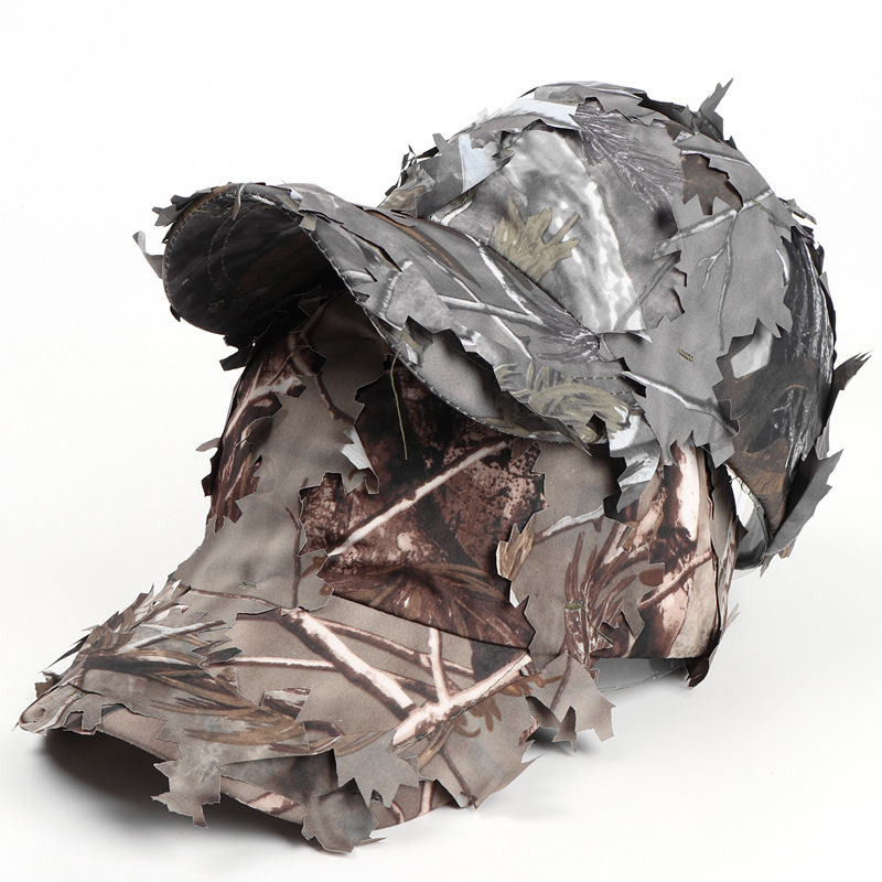 Grey 3D Leaf Camouflage Baseball Cap – American-Style Outdoor Tactical Hat for view 2