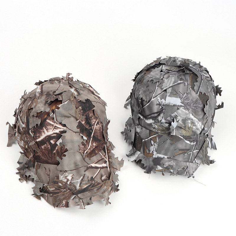 Grey 3D Leaf Camouflage Baseball Cap – American-Style Outdoor Tactical Hat for view 3