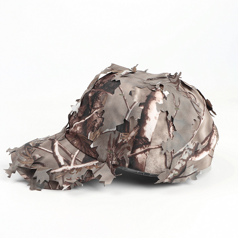 Grey 3D Leaf Camouflage Baseball Cap – American-Style Outdoor Tactical Hat for view 8