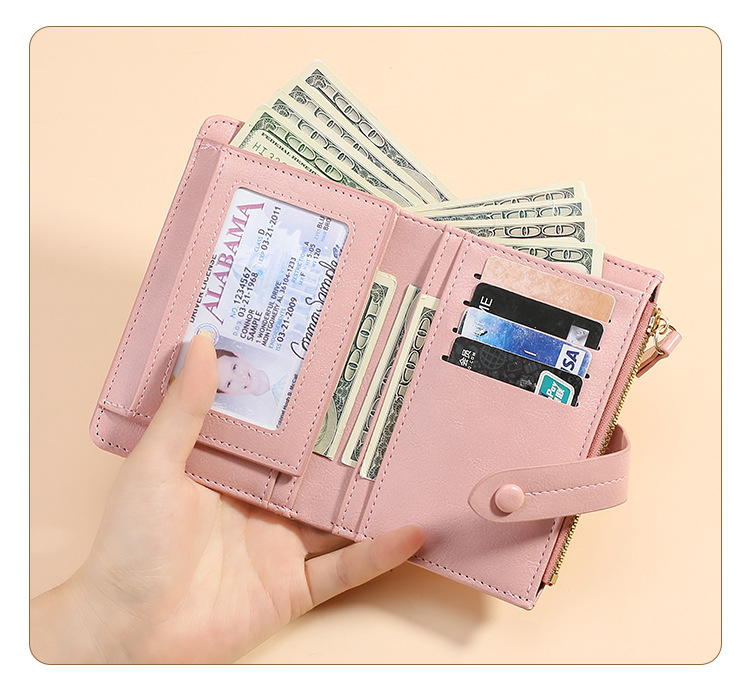 Black Soft PU Leather Women's Wallet – Compact Foldable Wallet with Multiple view 5