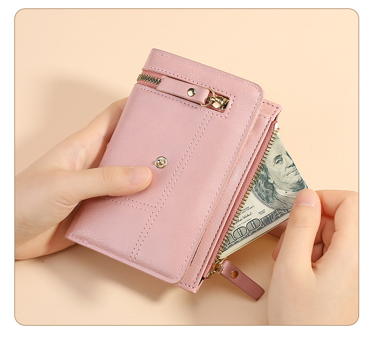 Brown Soft PU Leather Women's Wallet – Compact Foldable Wallet with Multiple view 6