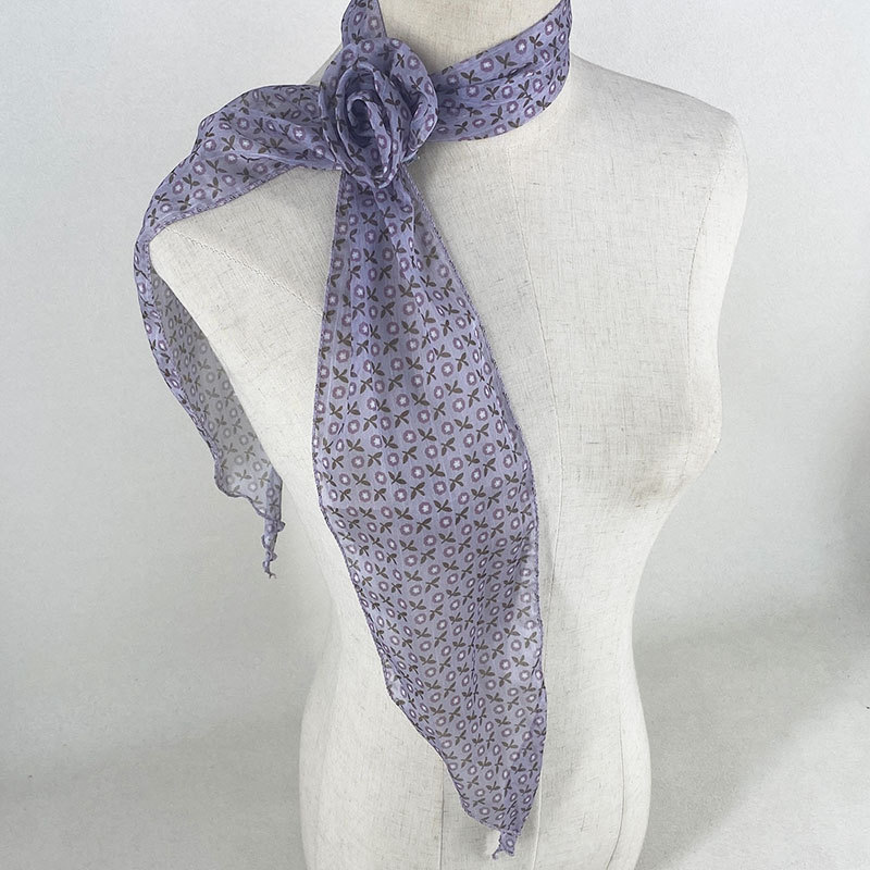 2 Pcs Purple Clover Pattern Rose Flower Thin Scarf – Elegant and Versatile