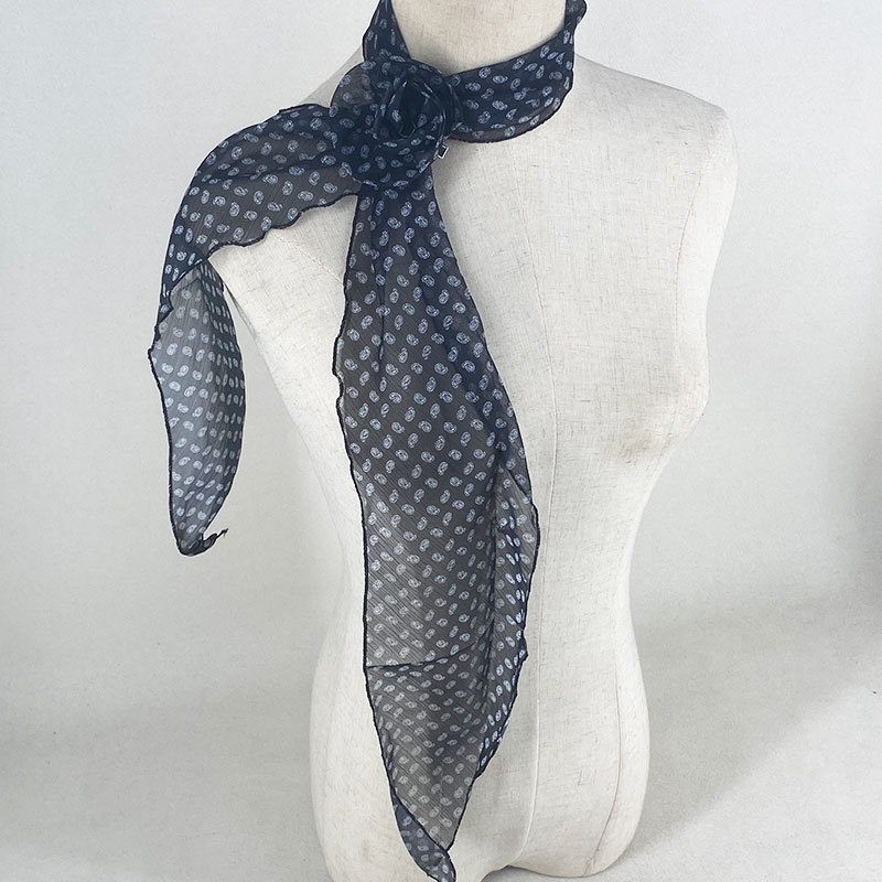 2 Pcs Black Fruit Pattern Rose Flower Thin Scarf – Elegant and Versatile Neck
