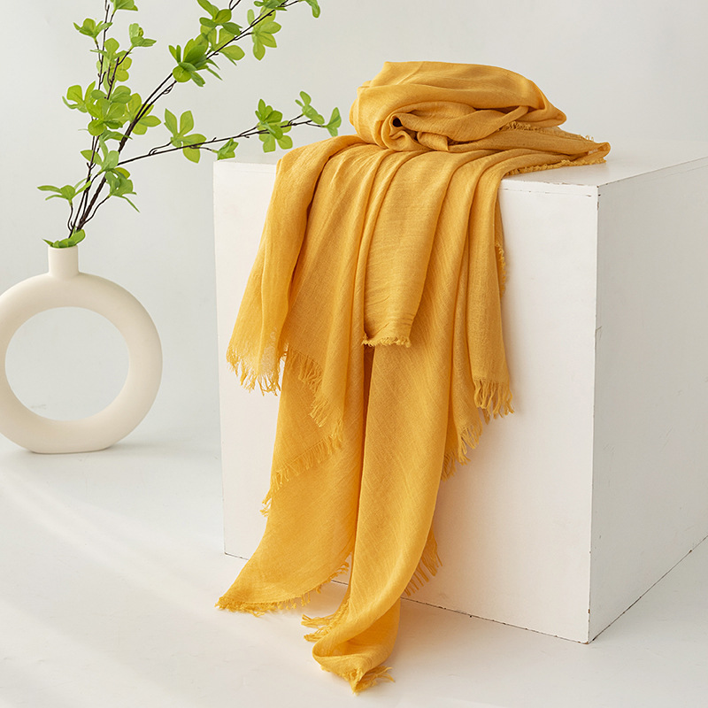 Yellow Cotton and linen scarves - Elegant
