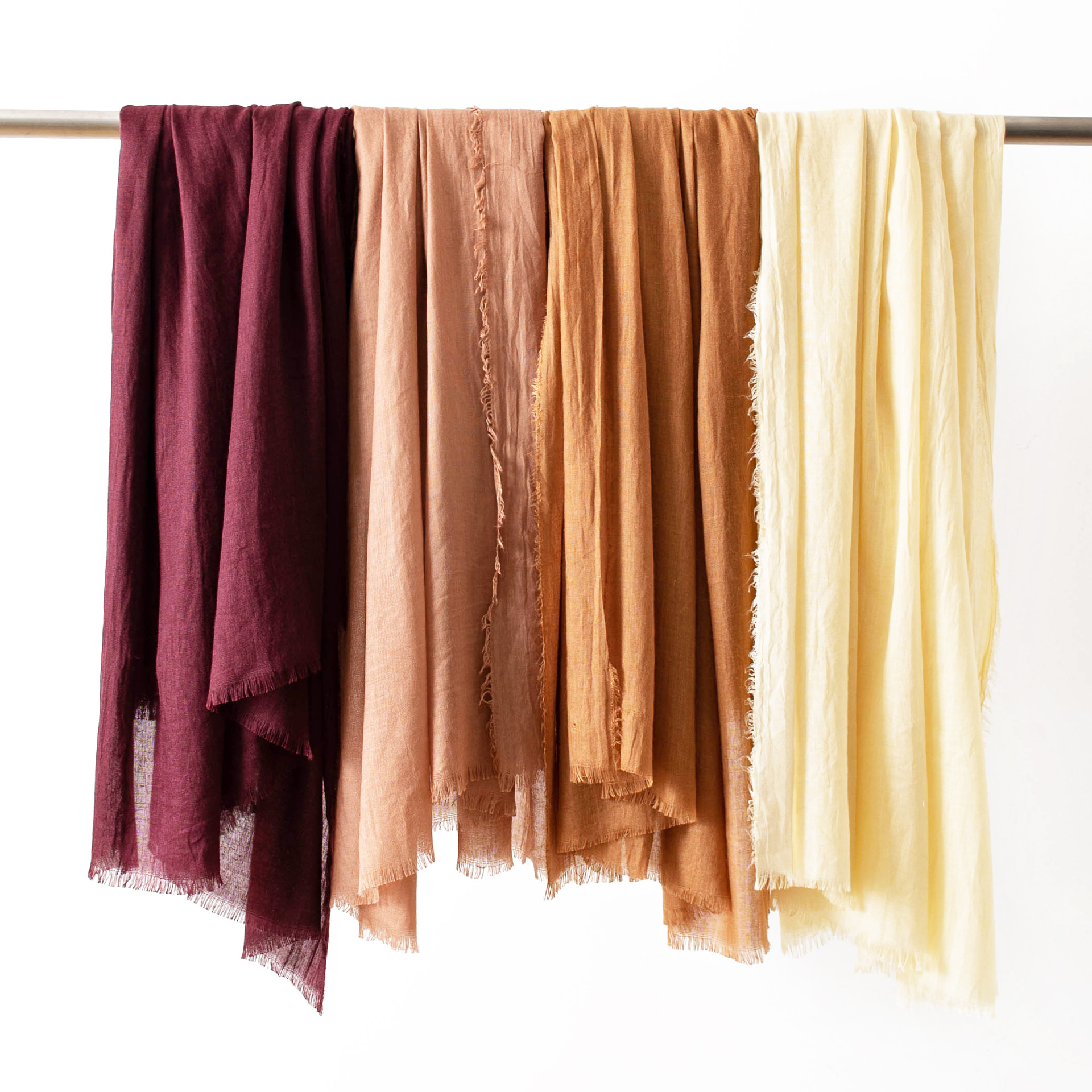 Khaki Cotton and linen scarves - Elegant view 2
