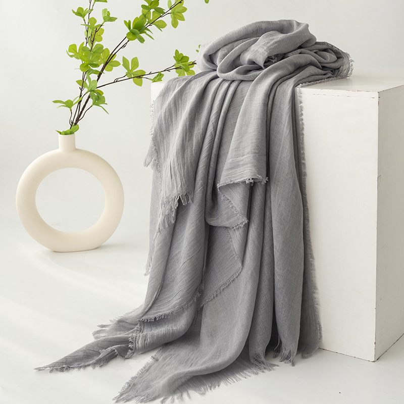Grey Cotton and linen scarves - Elegant