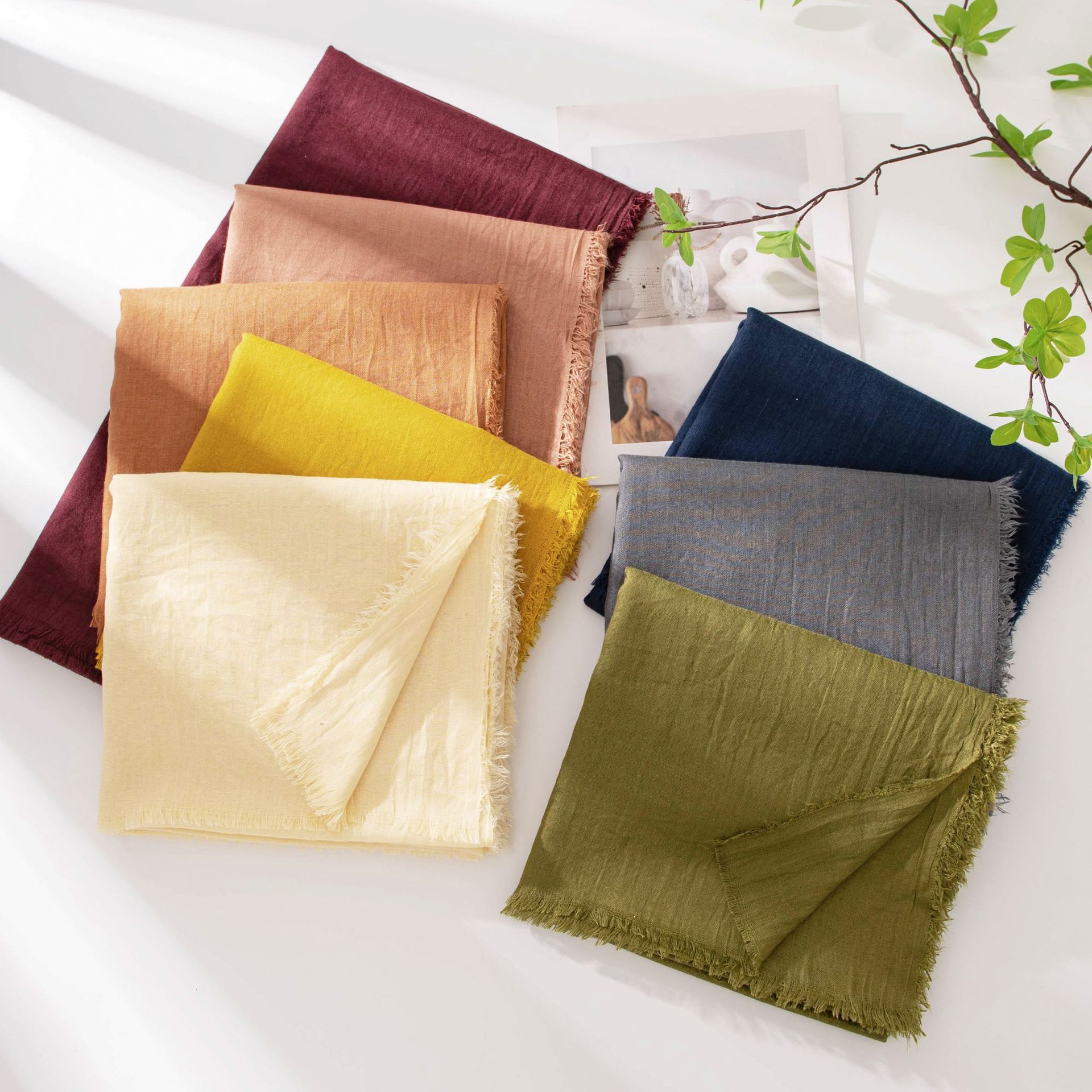 Grey Cotton and linen scarves - Elegant view 3