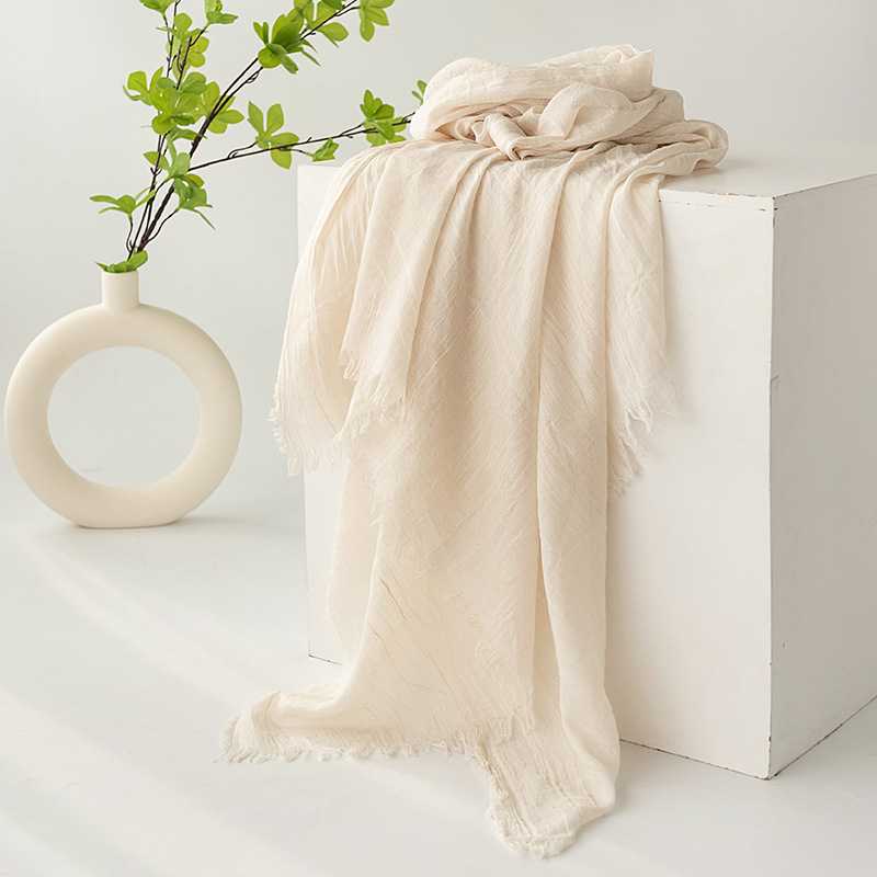 Beige Cotton and linen scarves - Elegant