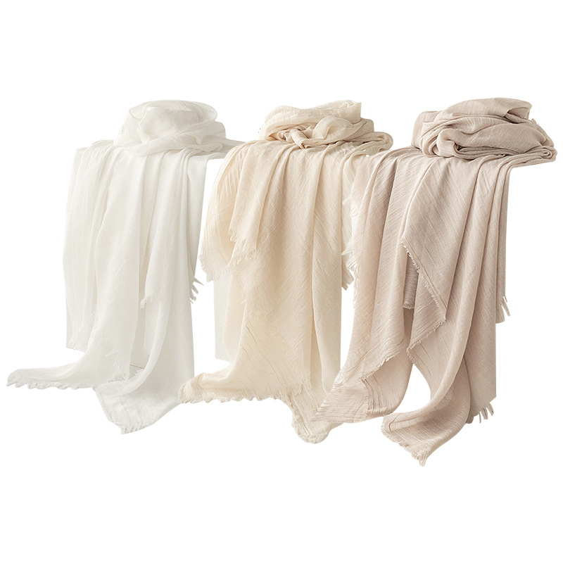Beige Cotton and linen scarves - Elegant view 2