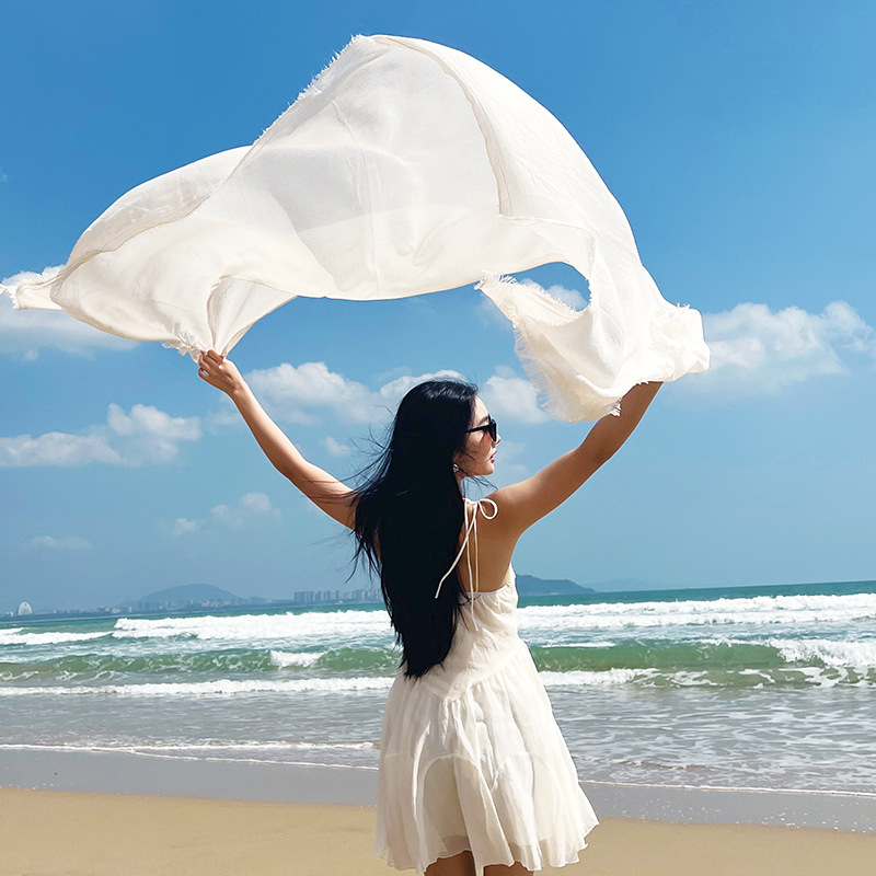 Light Pink Cotton and linen scarves - Elegant view 6