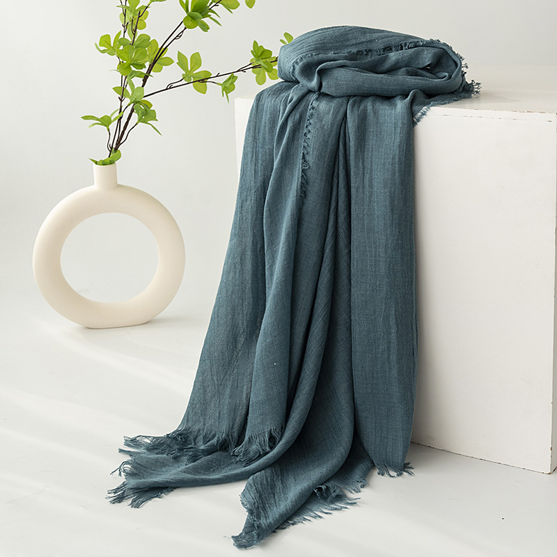 Dark Green Cotton and linen scarves - Elegant