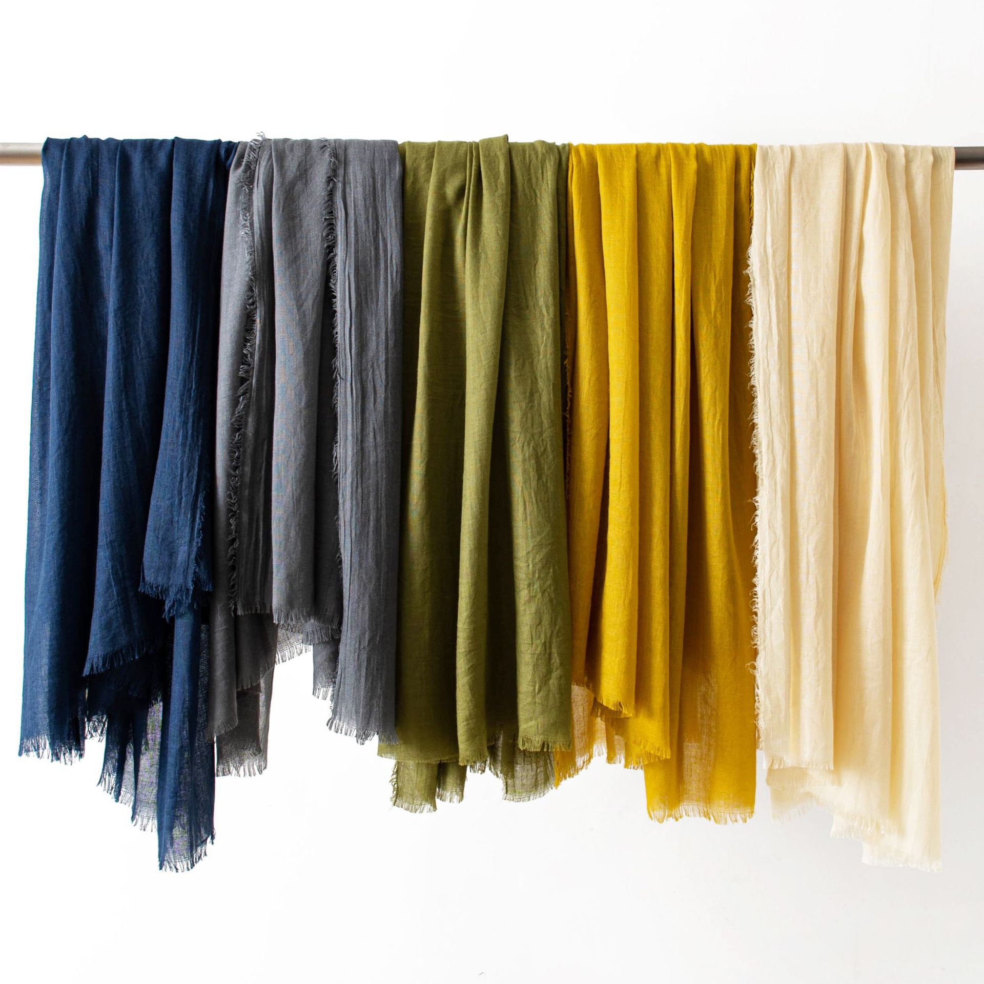 Dark Green Cotton and linen scarves - Elegant view 2