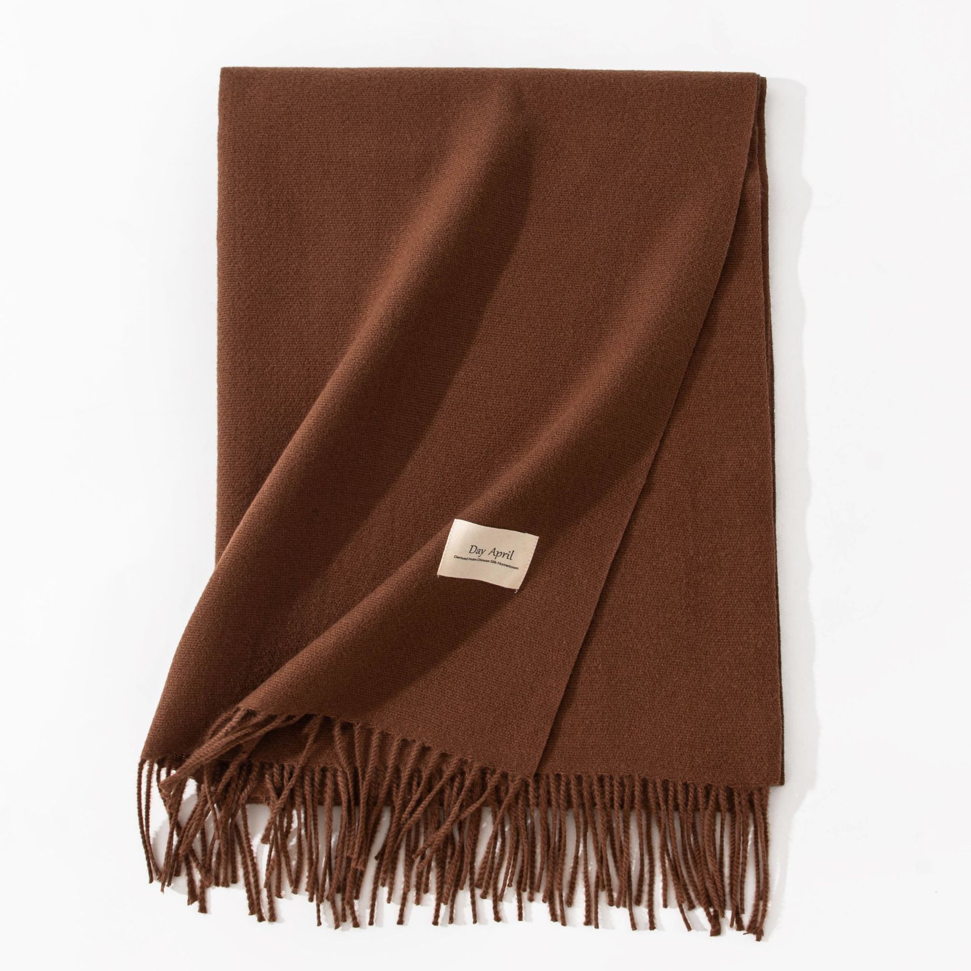 Coffee Autumn & Winter Korean-Style Women's Cashmere-Like Scarf – Solid Color
