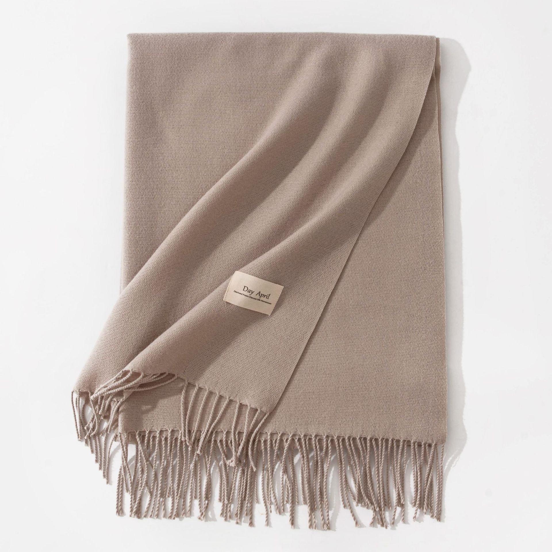 Oatmeal Autumn & Winter Korean-Style Women's Cashmere-Like Scarf – Solid Color