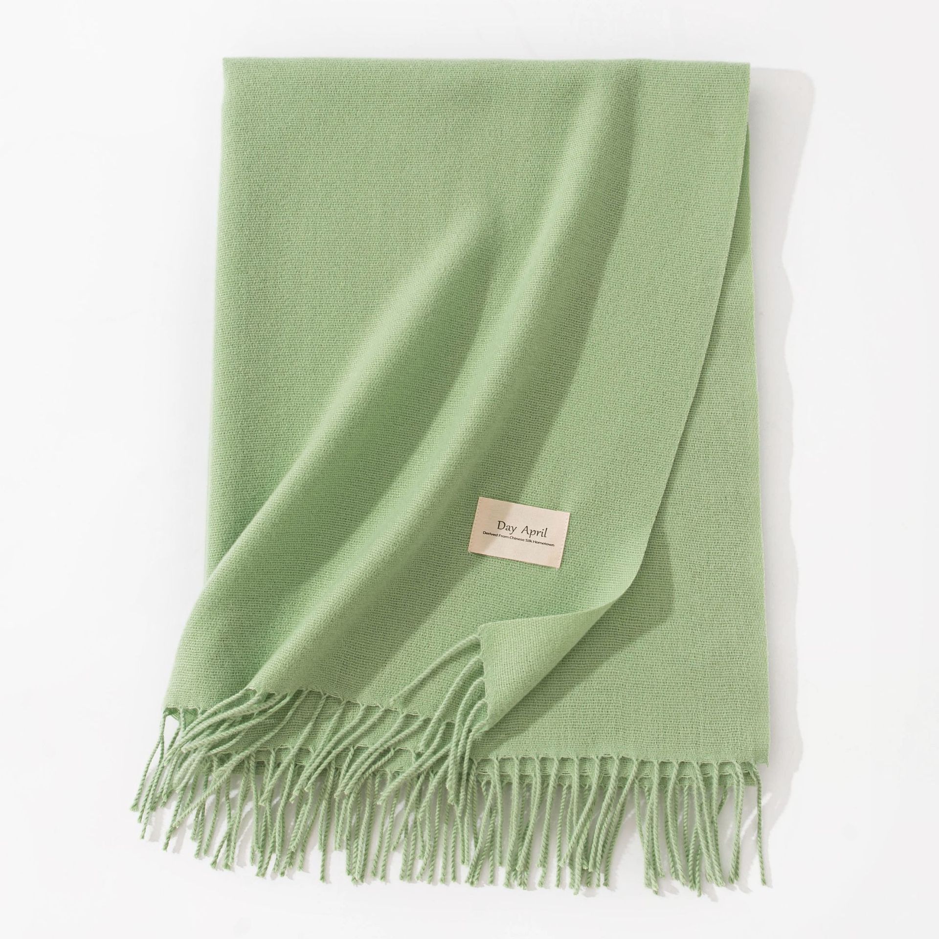 Green Autumn & Winter Korean-Style Women's Cashmere-Like Scarf – Solid Color