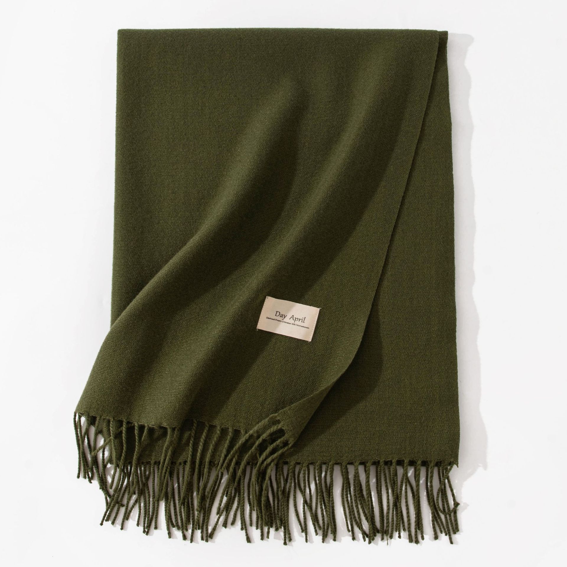 Dark Green Autumn & Winter Korean-Style Women's Cashmere-Like Scarf – Solid Color