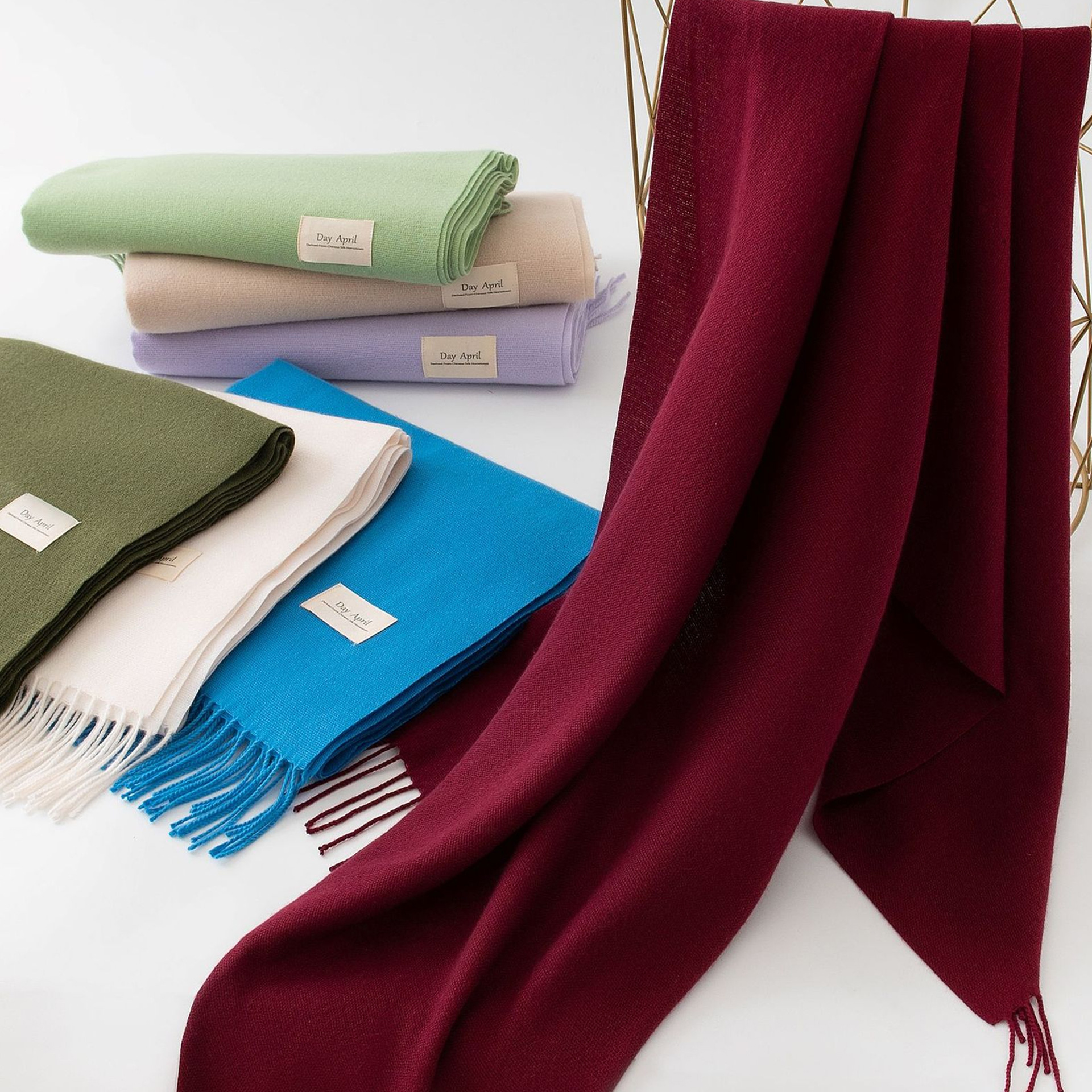 Dark Yellow Autumn & Winter Korean-Style Women's Cashmere-Like Scarf – Solid Color view 2