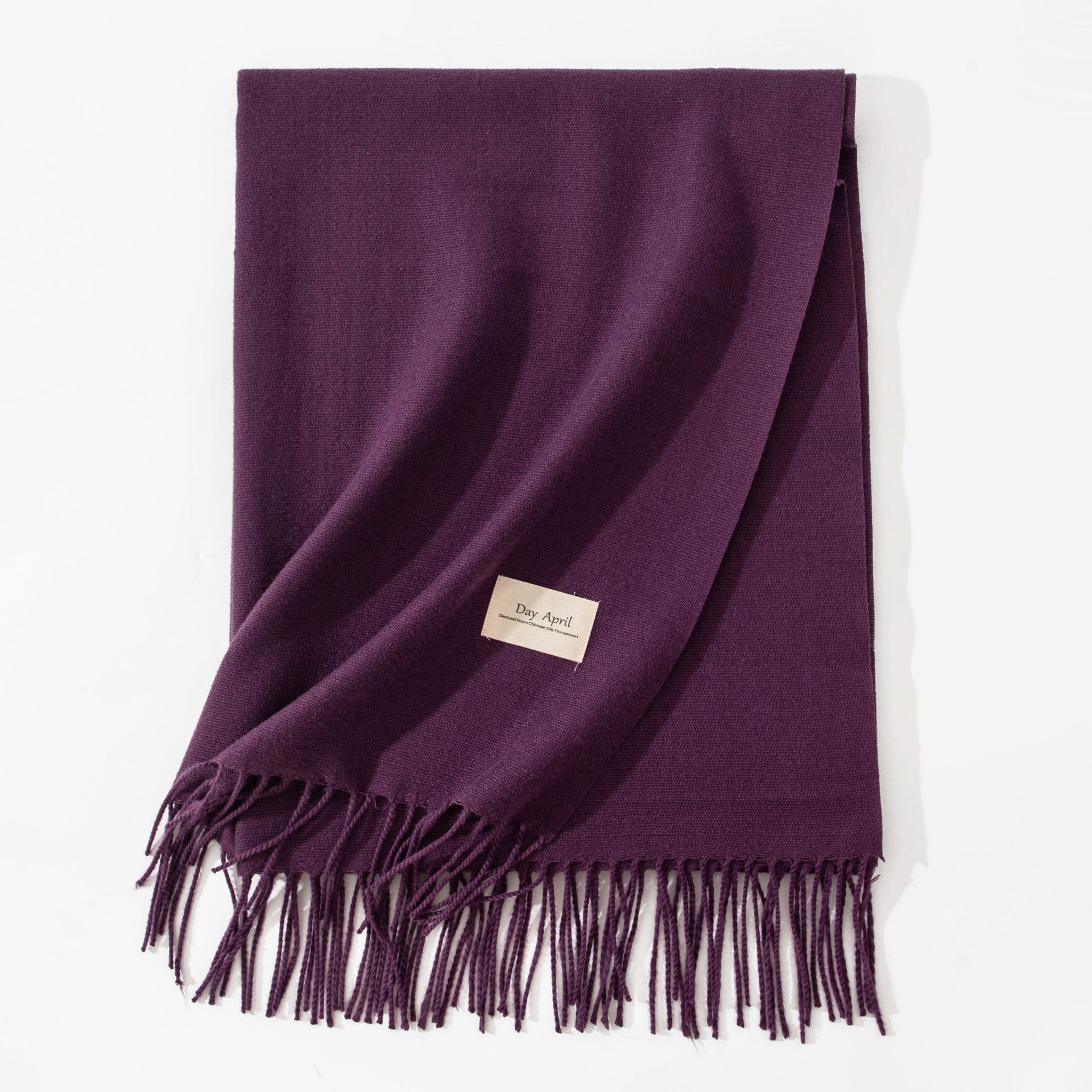 Dark Purple Autumn & Winter Korean-Style Women's Cashmere-Like Scarf – Solid Color