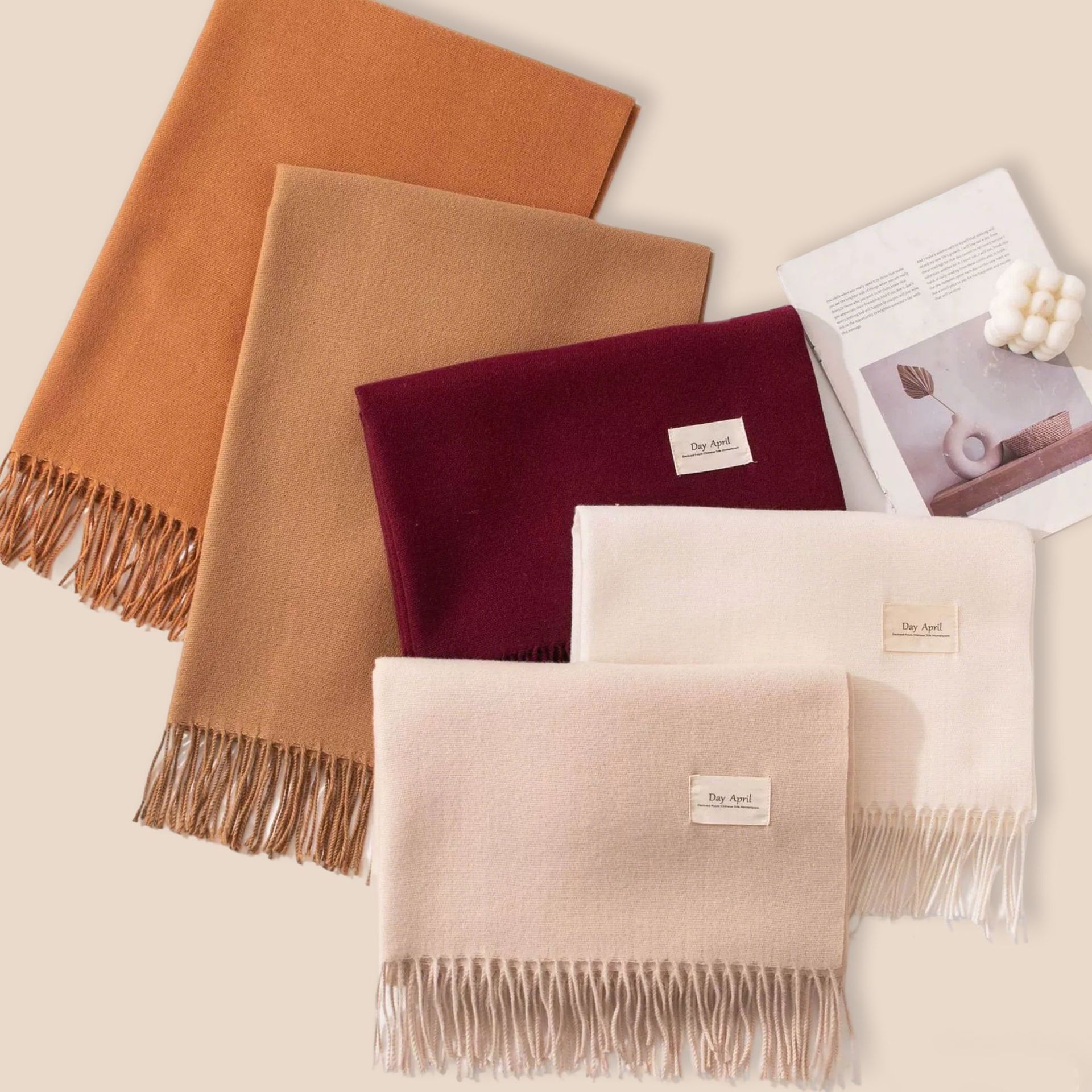 Dark Purple Autumn & Winter Korean-Style Women's Cashmere-Like Scarf – Solid Color view 3