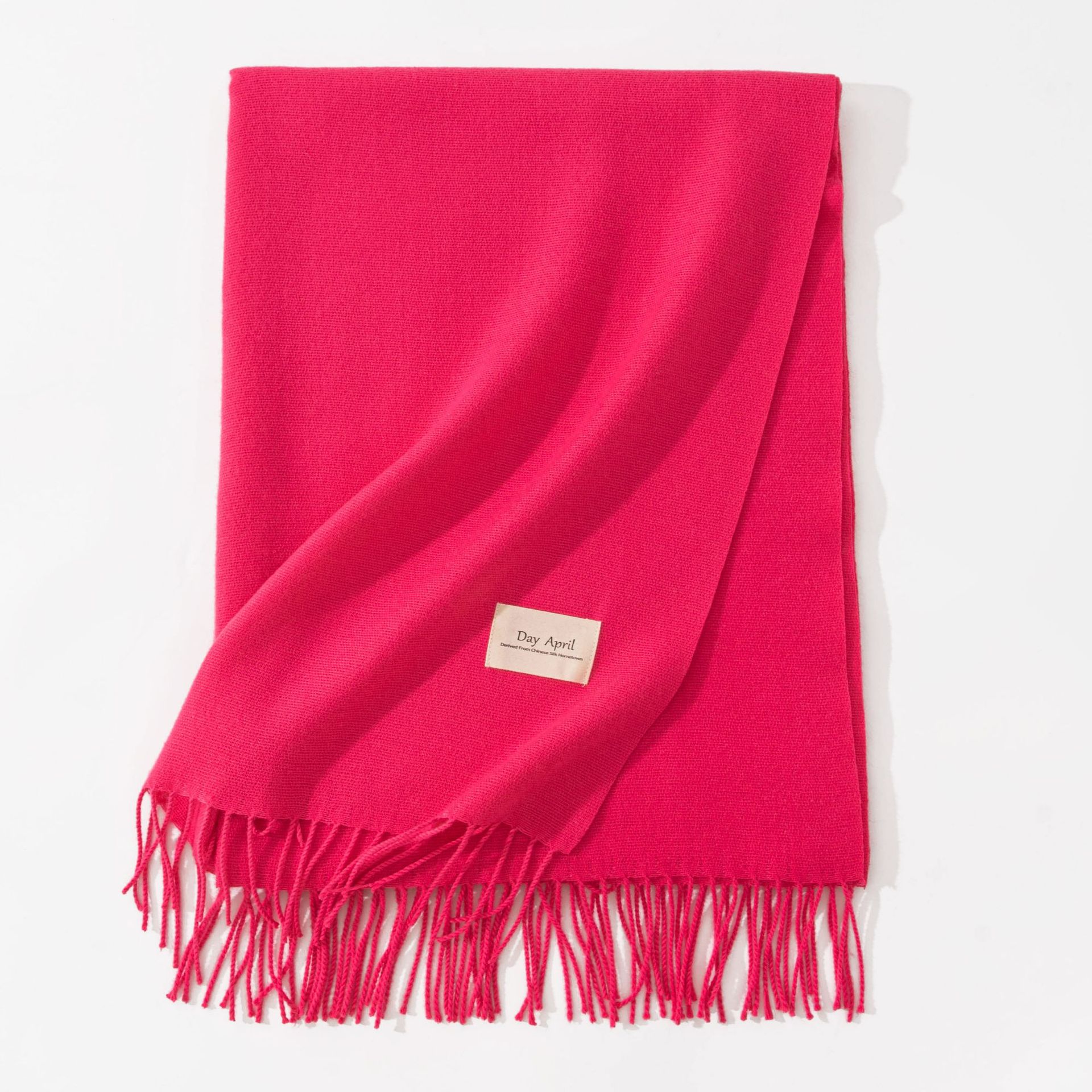 Rose Red Autumn & Winter Korean-Style Women's Cashmere-Like Scarf – Solid Color