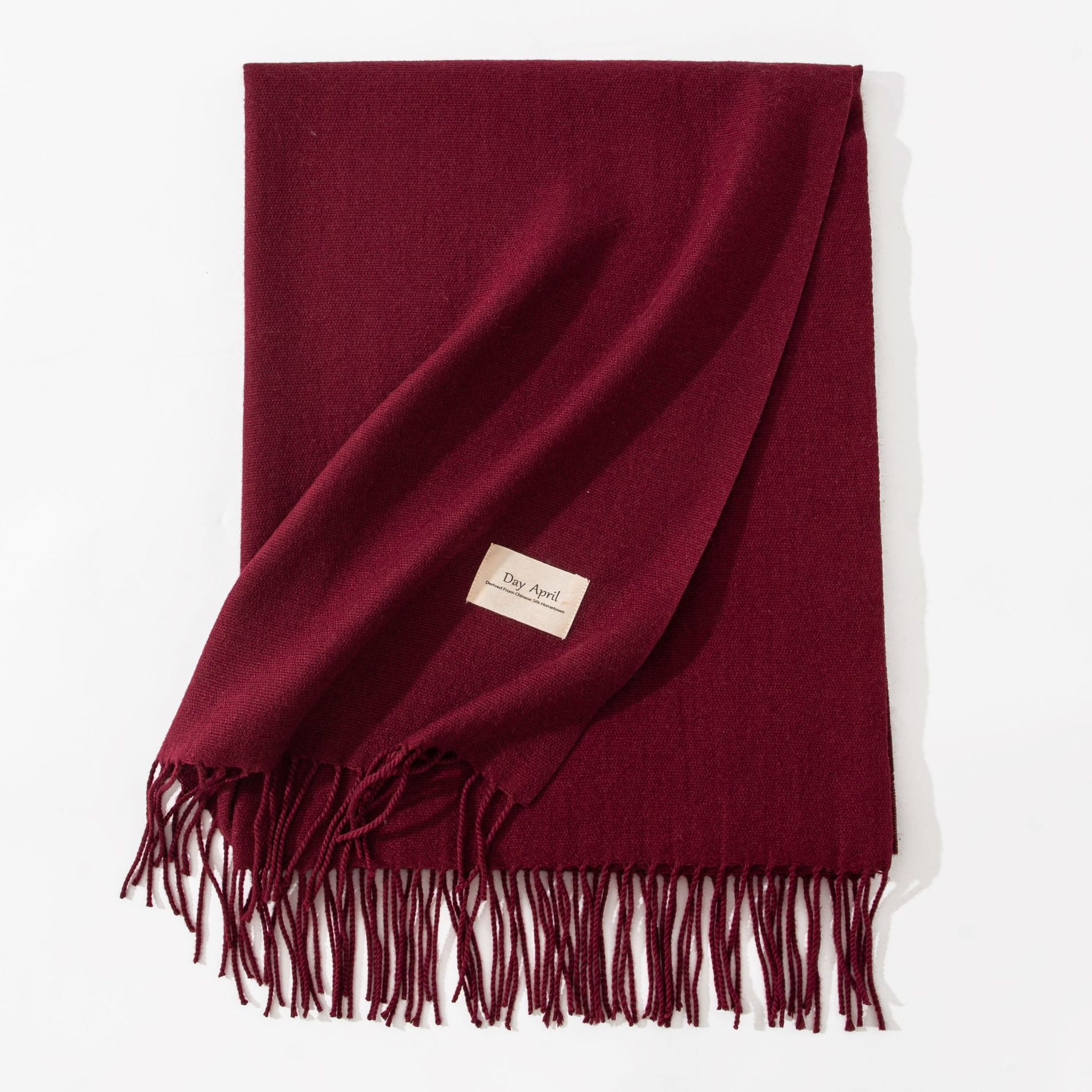 Dark Red Autumn & Winter Korean-Style Women's Cashmere-Like Scarf – Solid Color