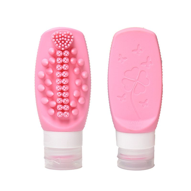 Pink Travel Silicone Refillable Bottle Set – Multi-Functional Soft-Squeeze view 6