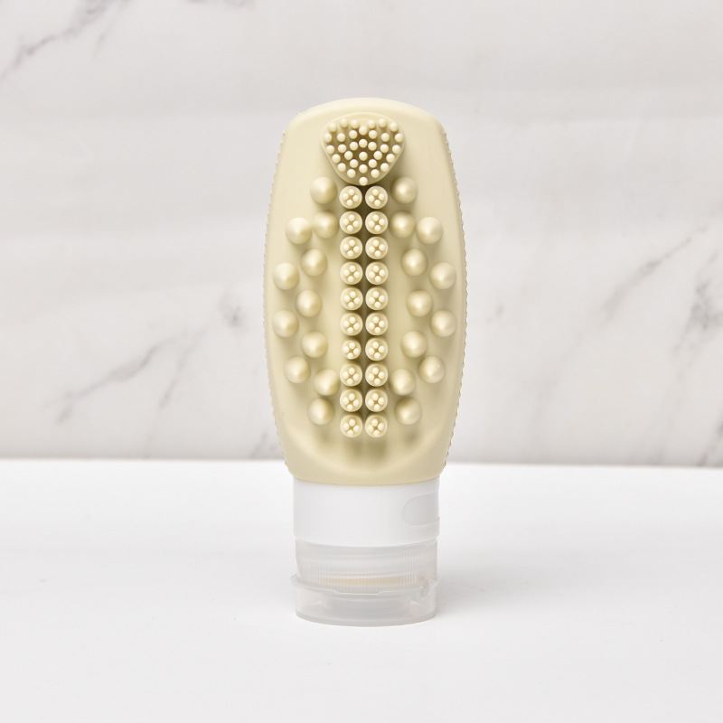 Beige Travel Silicone Refillable Bottle Set – Multi-Functional Soft-Squeeze