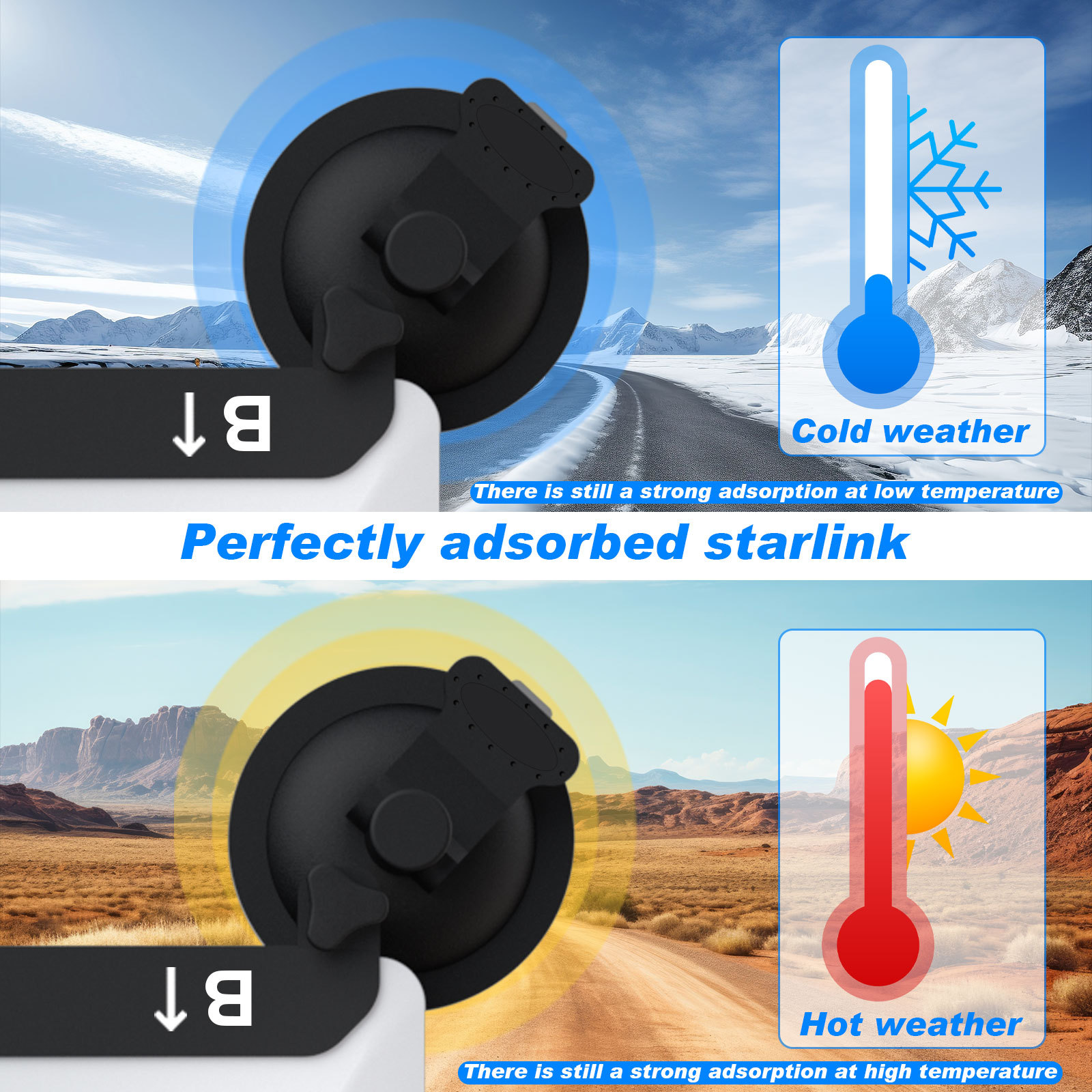 10 Pcs Black Heavy-Duty Suction Cup Mount for Starlink Mini - All-Weather Car view 5