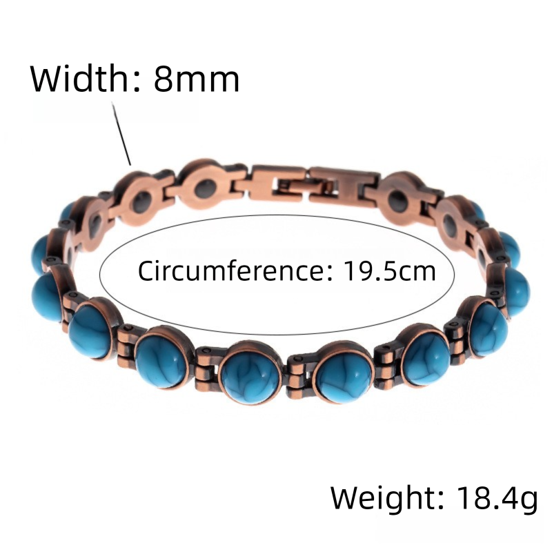 Vintage-Inspired Women's Copper-Tone Magnetic Bracelet – Turquoise Accent view 5