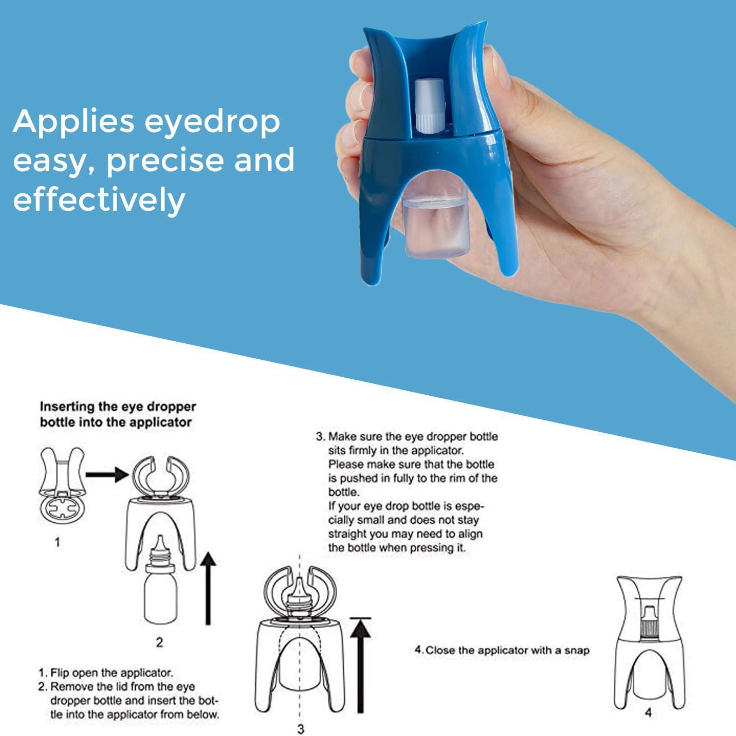 Light Blue Eye Drop Applicator – Safe & Hygienic Eyedrop Dispenser for Precise view 4