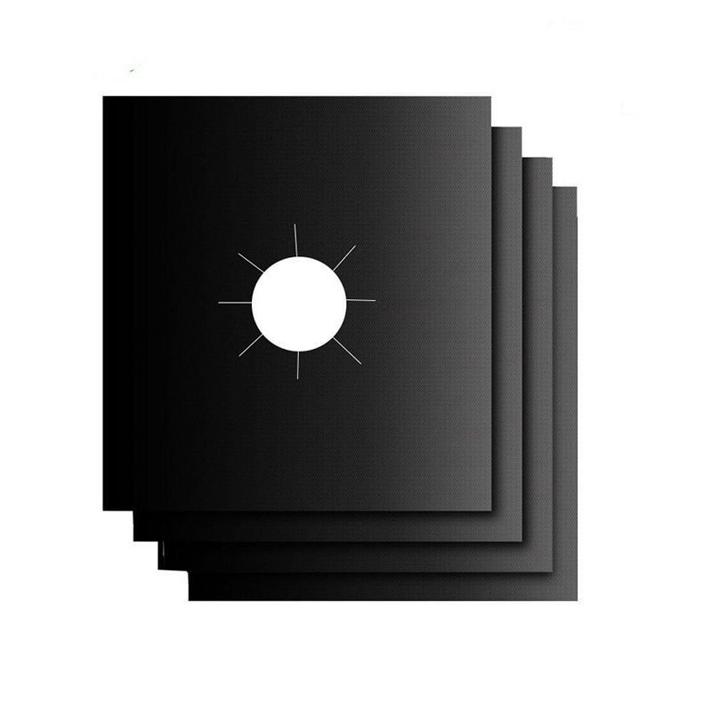 10 Pcs Black Heat-Resistant Gas Stove Mat – Non-Stick Teflon Coated Fiberglass view 2