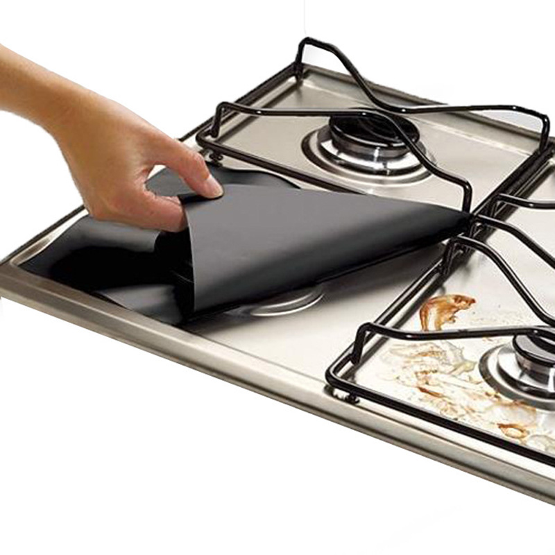 10 Pcs Black Heat-Resistant Gas Stove Mat – Non-Stick Teflon Coated Fiberglass view 6