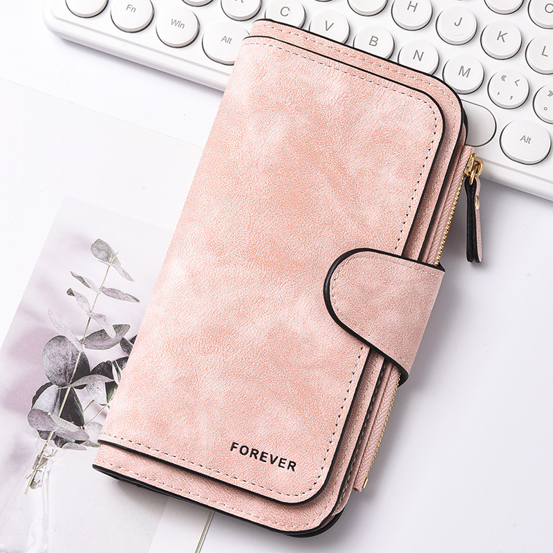 Pink Stylish Large-Capacity Women's Long Wallet – Vintage PU Leather Clutch