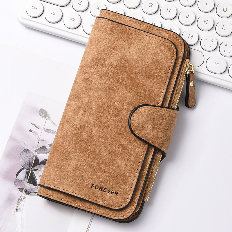 Brown Stylish Large-Capacity Women's Long Wallet – Vintage PU Leather Clutch