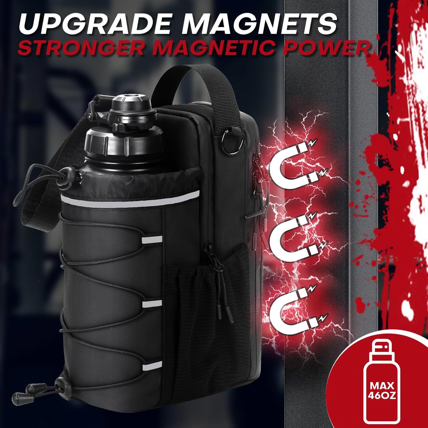 Black Magnetic Water Bottle Holster – Large-Capacity view 2