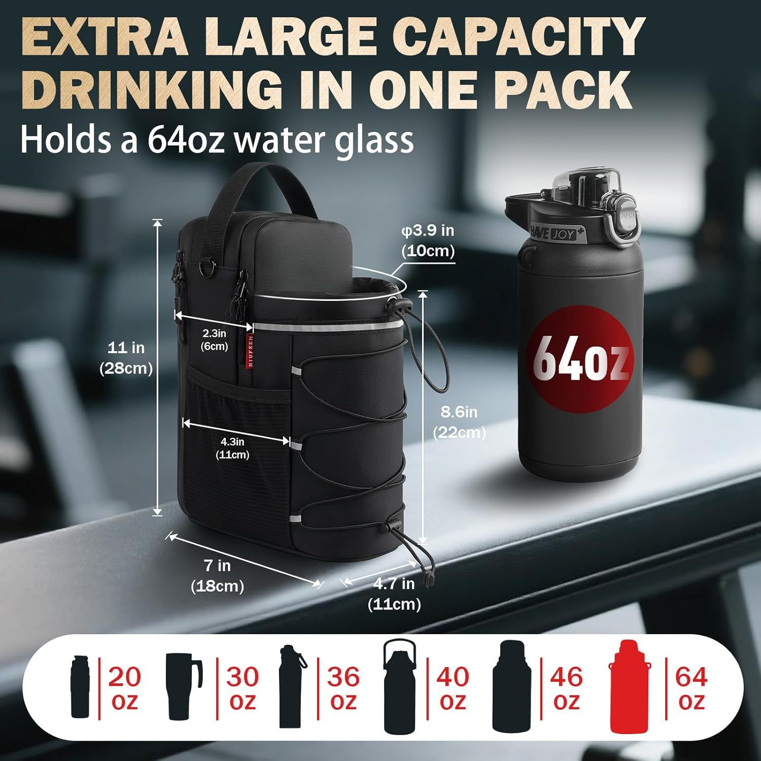 Black Magnetic Water Bottle Holster – Large-Capacity view 3