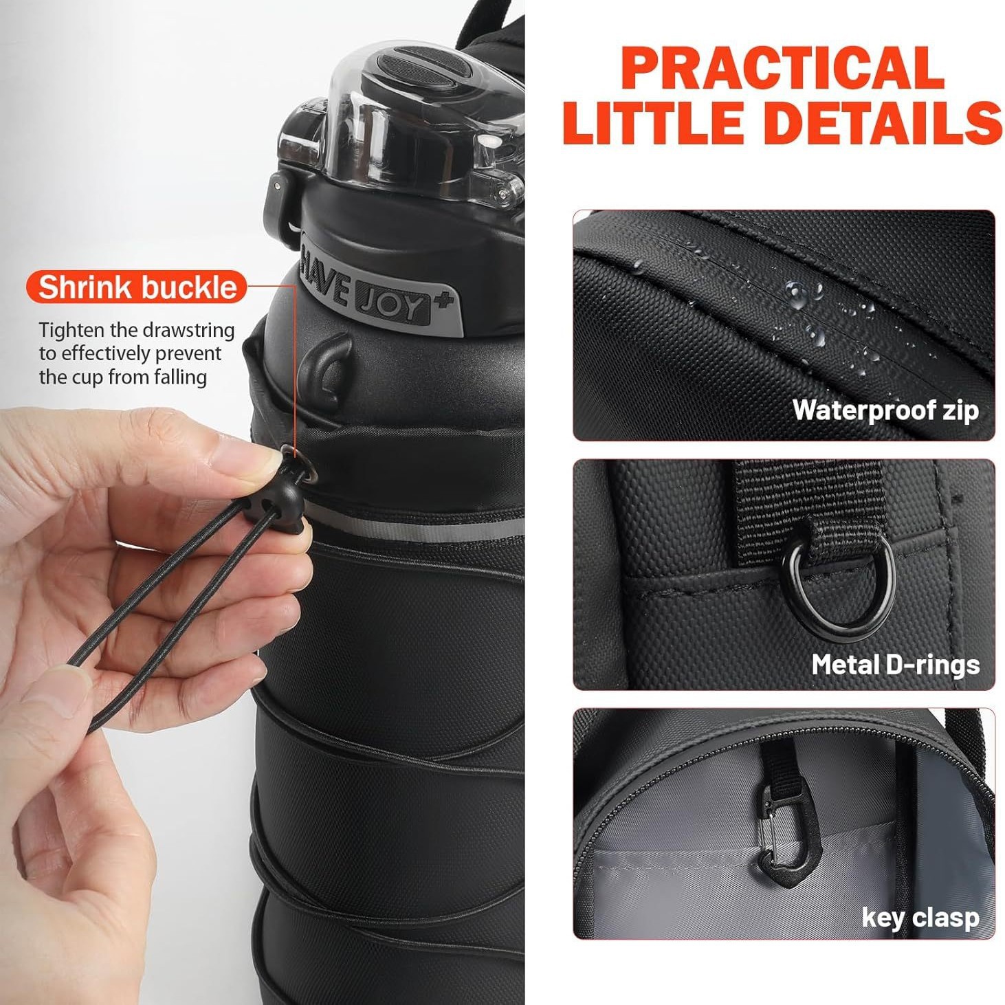 Black Magnetic Water Bottle Holster – Large-Capacity view 5