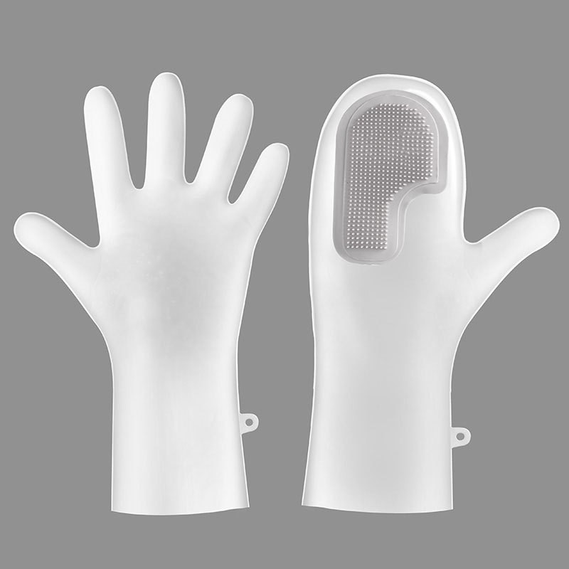 3 Pairs of Grey Brush Gloves Integrated Brush Glove – Multifunctional Cleaning