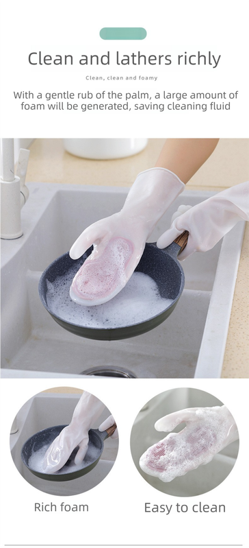 3 Pairs of Grey Brush Gloves Integrated Brush Glove – Multifunctional Cleaning view 5