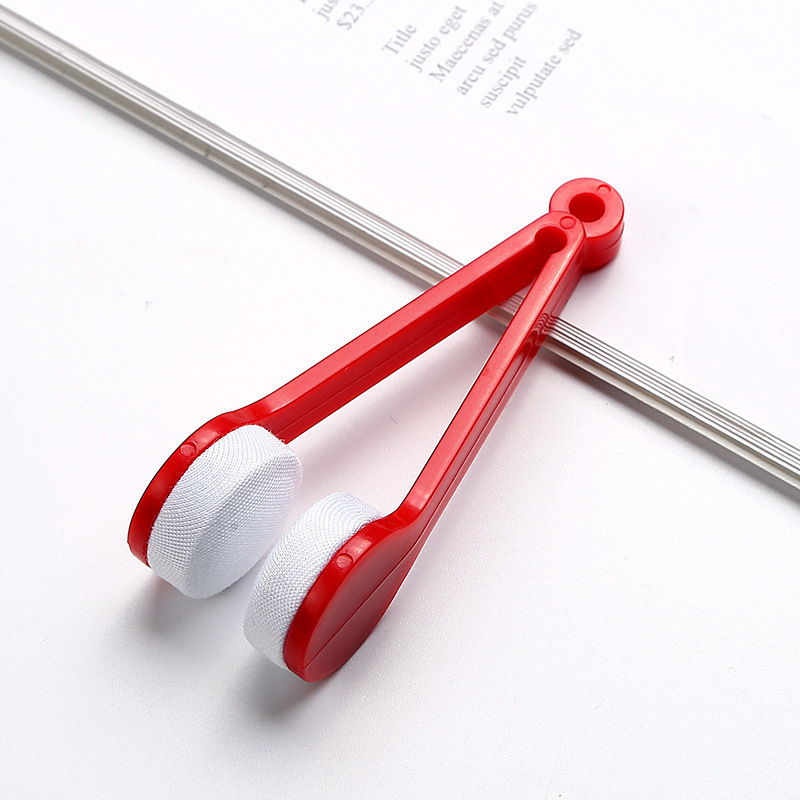 10 Pcs Red Portable Eyeglass Cleaning Clip - Dual-Sided Microfiber Tongs for Safe