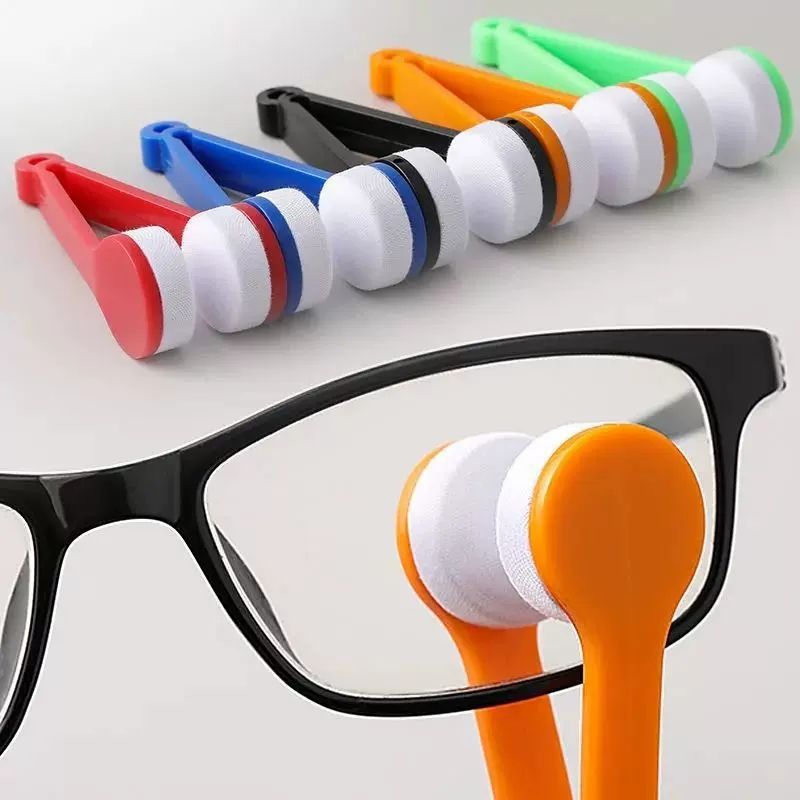 10 Pcs Blue Portable Eyeglass Cleaning Clip - Dual-Sided Microfiber Tongs for Safe view 2