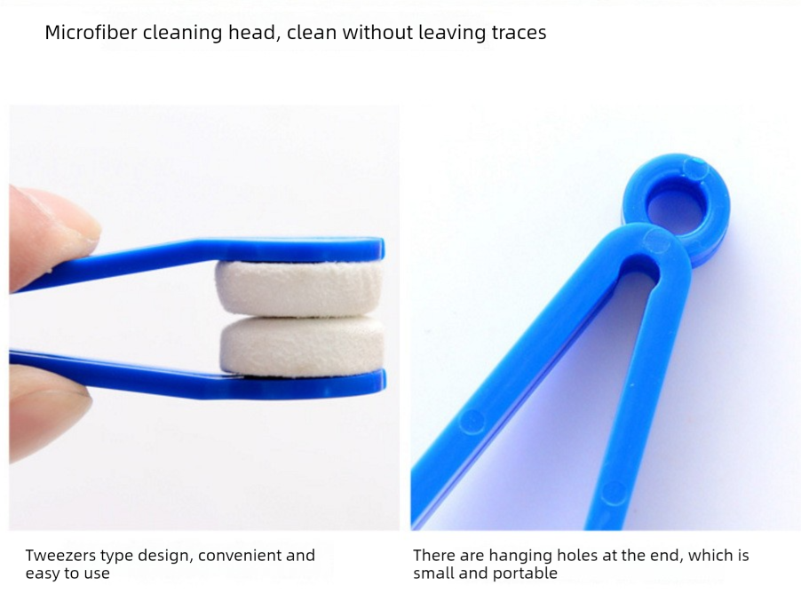 10 Pcs Black Portable Eyeglass Cleaning Clip - Dual-Sided Microfiber Tongs for view 5