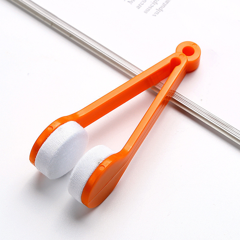 10 Pcs Orange Portable Eyeglass Cleaning Clip - Dual-Sided Microfiber Tongs
