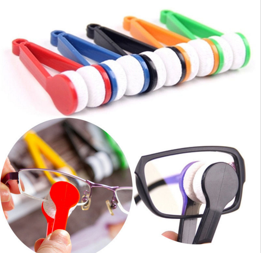 10 Pcs Color mixing Portable Eyeglass Cleaning Clip - Dual-Sided Microfiber