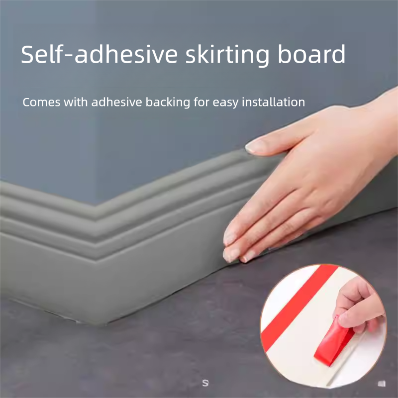 Grey 3-Meter Self-Adhesive Reinforced Skirting Board – 10 cm Wide Wall