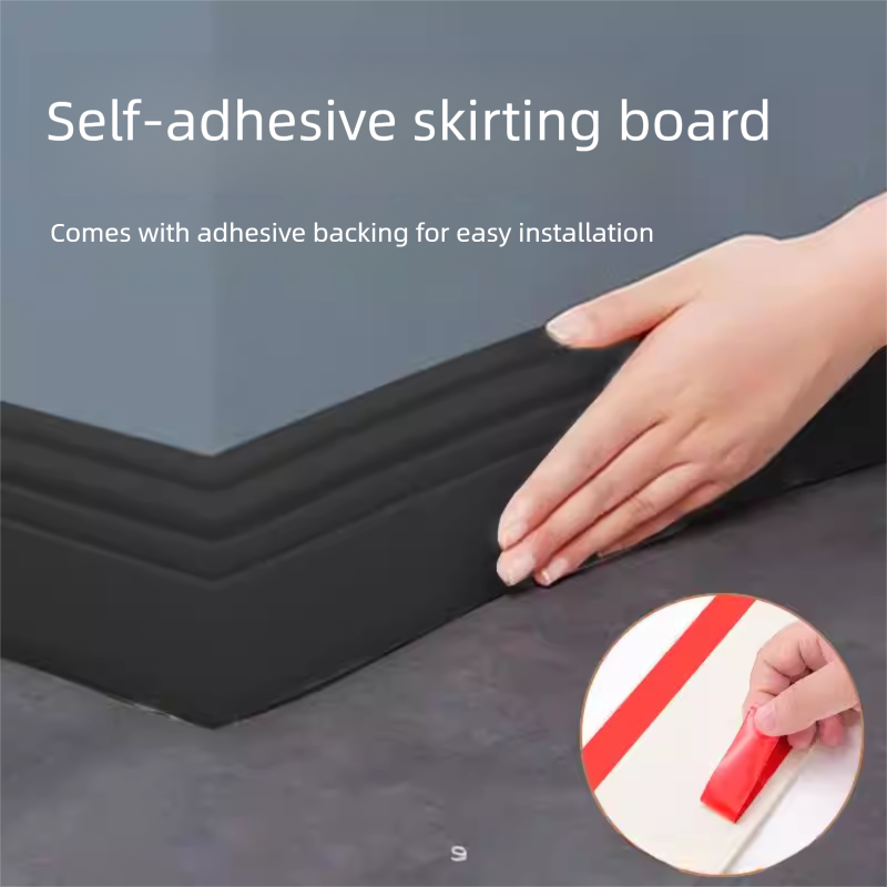 Black 3-Meter Self-Adhesive Reinforced Skirting Board – 10 cm Wide Wall