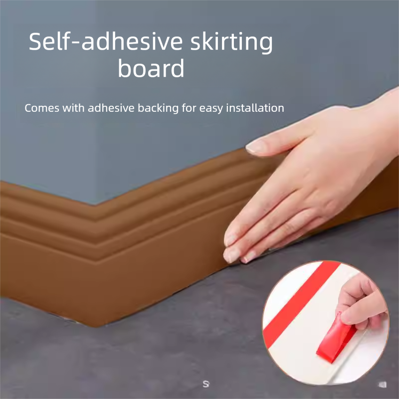Brown 3-Meter Self-Adhesive Reinforced Skirting Board – 10 cm Wide Wall