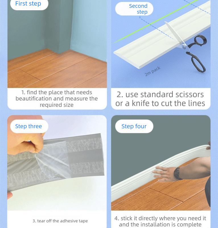 Brown 3-Meter Self-Adhesive Reinforced Skirting Board – 10 cm Wide Wall view 6