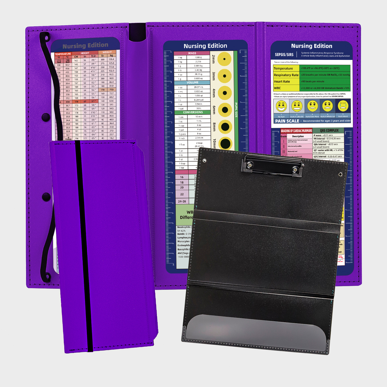 Purple Three-Fold Clipboard with Document Holder – PP Material